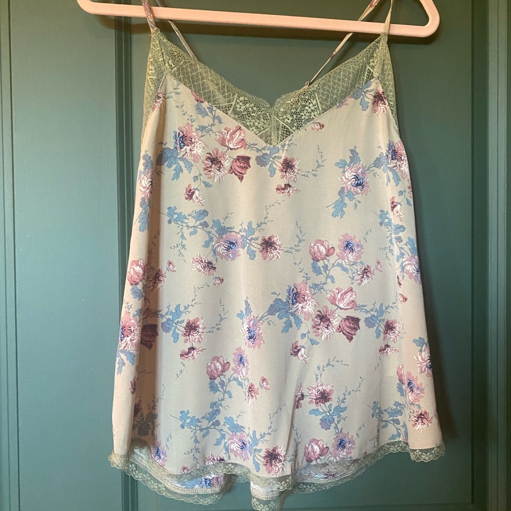 Floral Lace Trim Cami Top